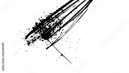 Vector art of black ink splatter and drips isolated on white background