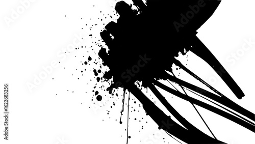 Vector art of black ink splatter and drips isolated on white background