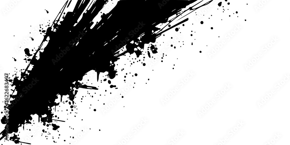 Obraz premium Vector art of black ink splash and splatter isolated on white background