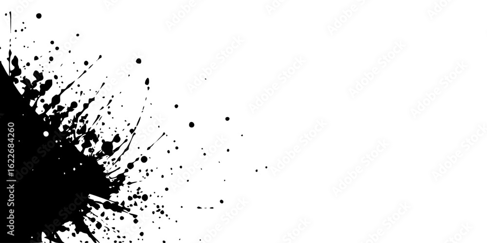 Obraz premium Vector art of black ink splash and splatter isolated on white background