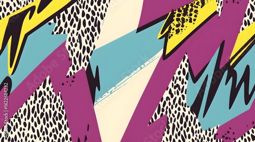 Vibrant 90s Retro Geometric Abstract Pattern