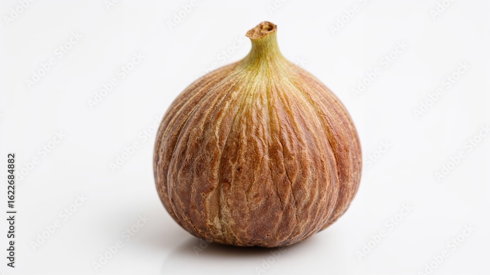 Fototapeta premium Extreme close-up showcasing the natural features of a dried organic fig on white