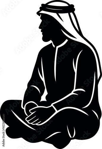 Arab Man Sitting Vector Silhouette Design