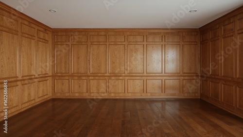 Bare loft room decorated with wooden panels