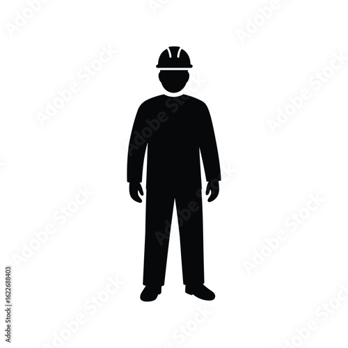 Construction worker in hard hat silhouette vector. Builder, handyman, engineer, industrial labor, and safety symbol.