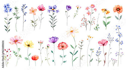 colorful flowers on white