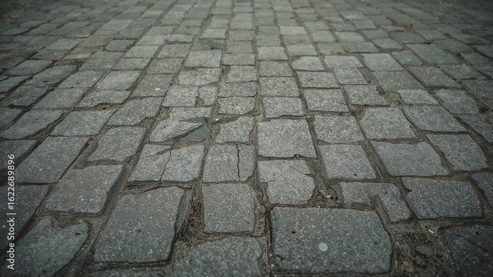 Fototapeta premium A pattern of grey paving blocks forms the square's floor.