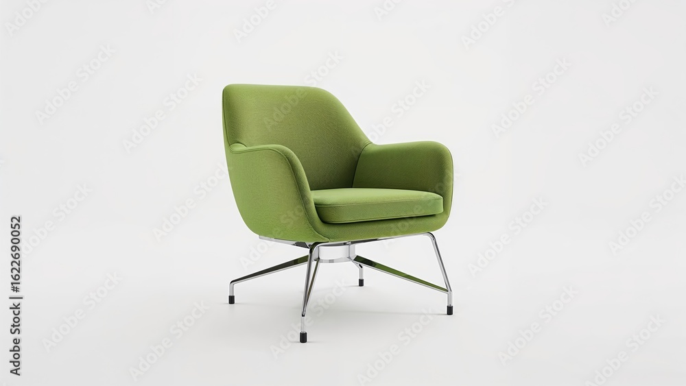Obraz premium Isolated green swivel office chair depicted in 3D on white background
