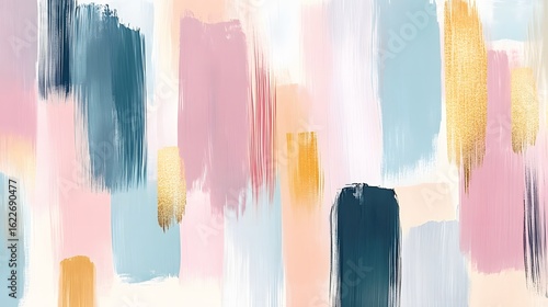 Wallpaper Mural Abstract Pastel Pink Gold Blue Brushstrokes Painting Torontodigital.ca