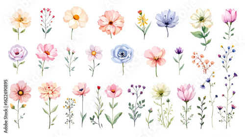 Pink Spring Flowers Pattern Illustration