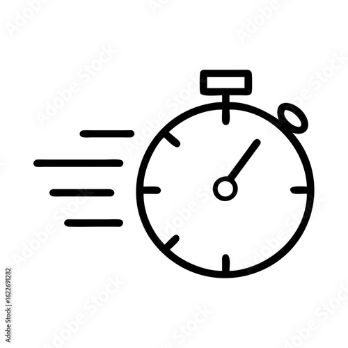 Stopwatch with motion lines indicating speed and urgency  