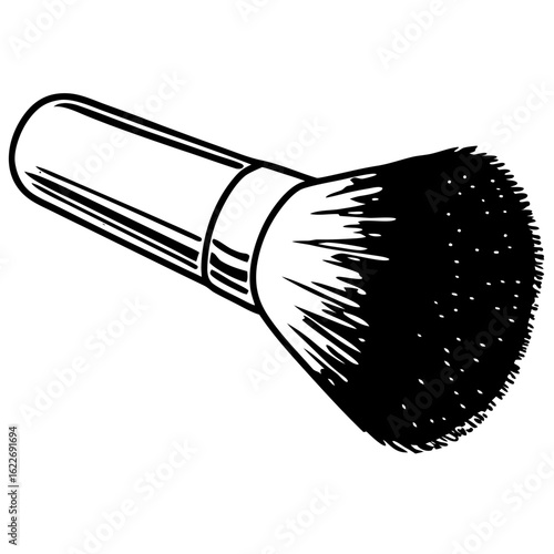 Makeup brush with soft bristles in minimalist black style  