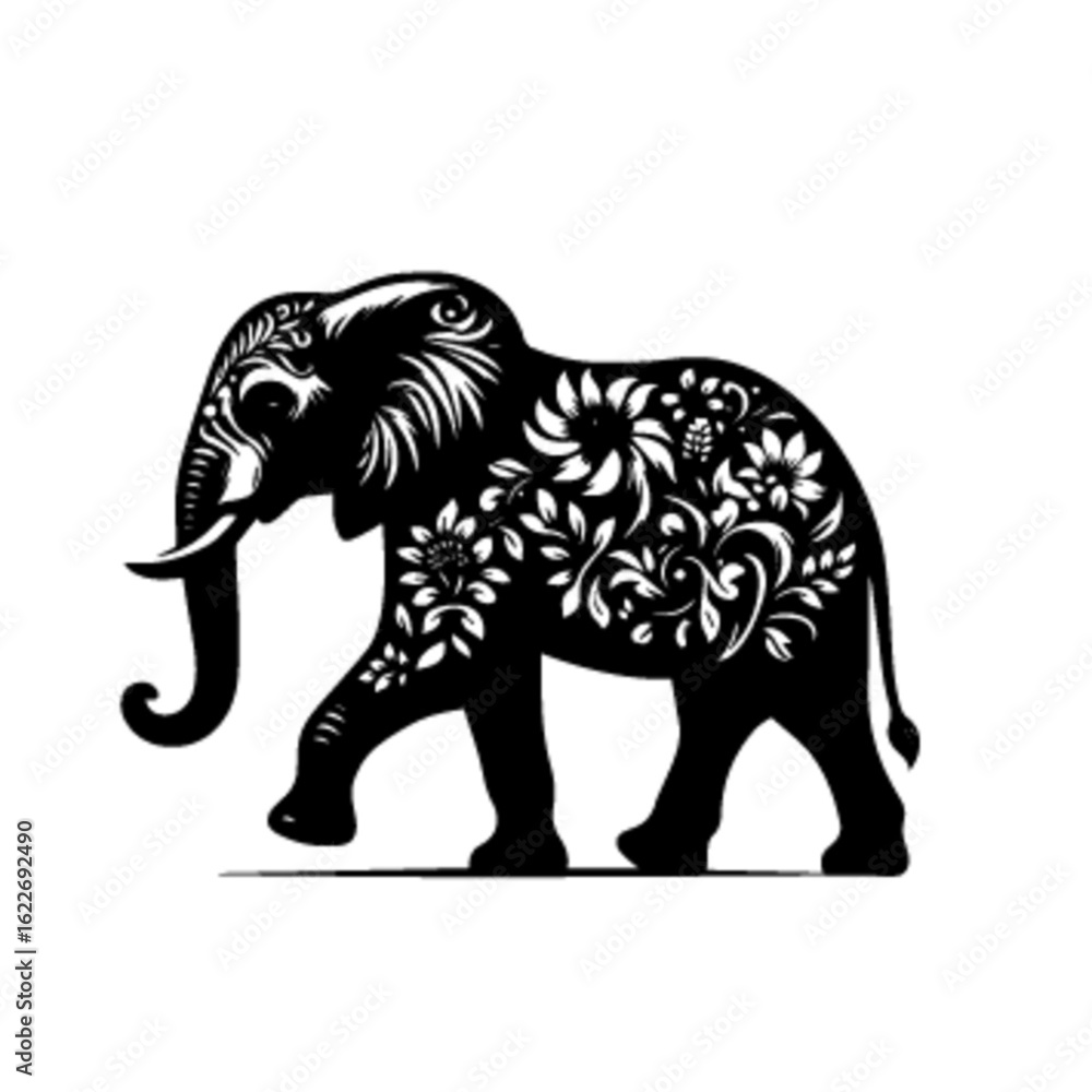 Fototapeta premium Silhouette Elephant Vector – Bold Wildlife Animal Graphic Design