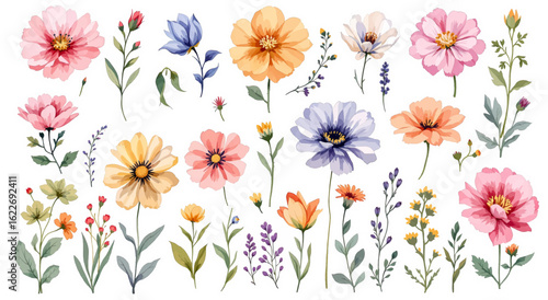 Spring Garden Floral Pattern with Pink Blossoms