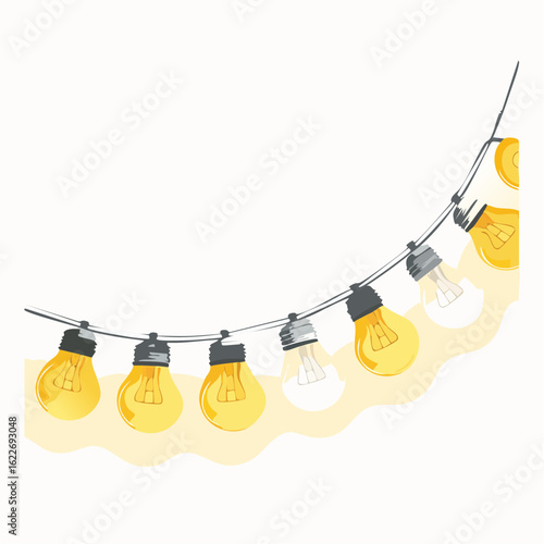 Geschwungene Linie aus kleinen gelb-weißen Lämpchen