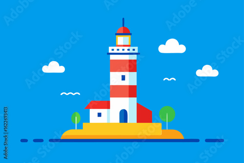 A beacon of light standing tall on the rocky coastline, overlooking the vast expanse of the sea