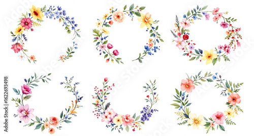 Spring and summer watercolor flower element vector set. Watercolor hand painted botanical floral, daisy, wildflower, eucalyptus leaves. Design for wallpaper, poster, banner, card, print, website.