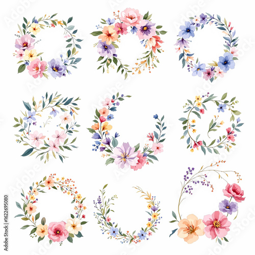 set of floral elements