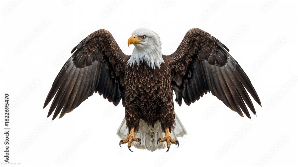 Obraz premium AI-generated image of a bald eagle set against a white canvas