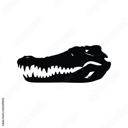 Alligator head silhouette vector, fierce reptilian predator, wildlife animal icon