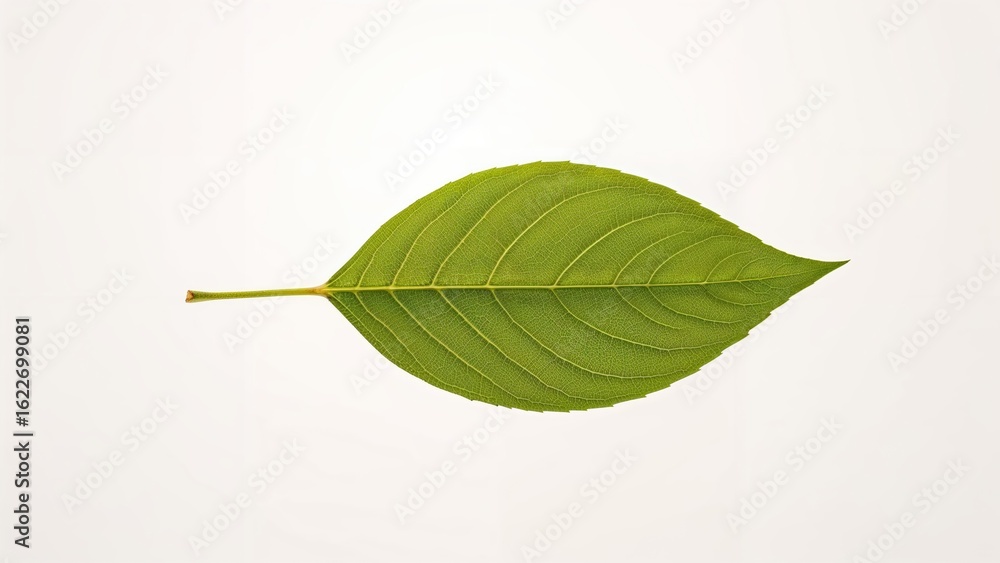 Obraz premium Isolated green leaf on a clean white surface