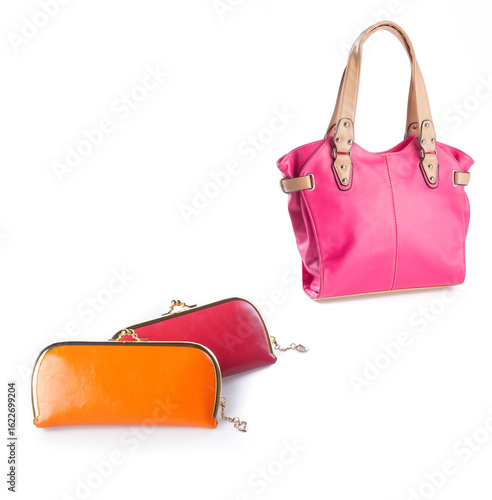 pink handbag isolated on white