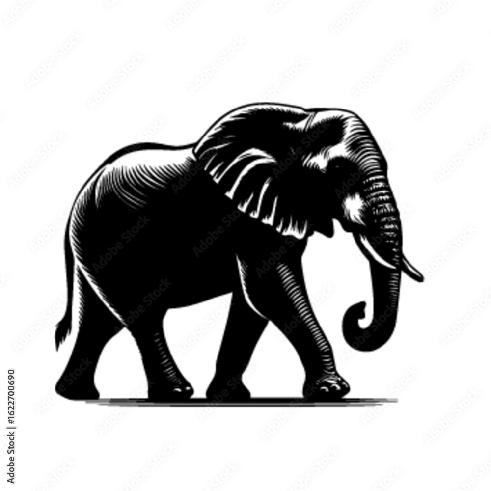 Obraz premium Elephant Head Vector – Bold Wildlife Animal Face Illustration Design