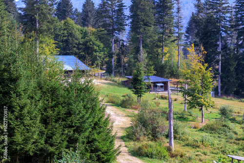 Animal stalls in Bavarian Forest National Park Falkenstein near Ludwigsthal (Lindberg), Germany