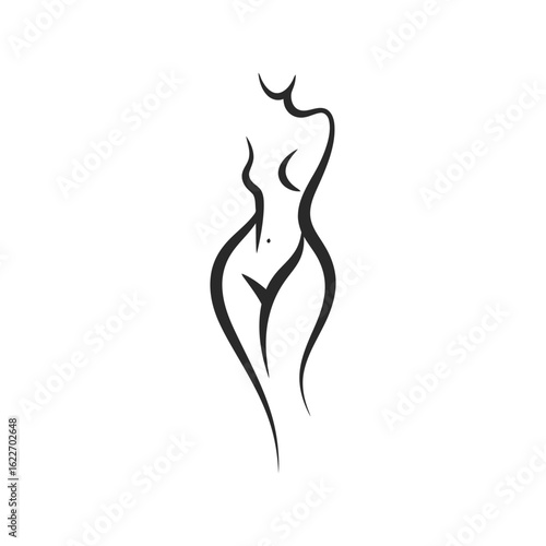 Stylized female figure outline, minimal vector illustration for beauty, spa, and body positive concepts