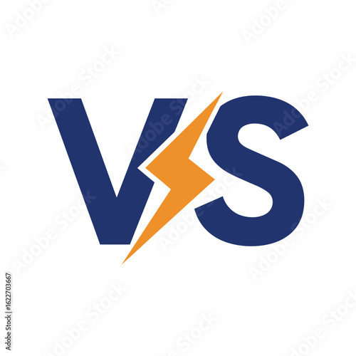 Dynamic VS logo with a lightning bolt, vector illustration symbolizing speed, power, and competition