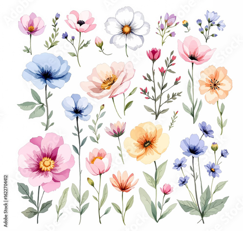 Watercolor flowers background for design. Vector design illustration. for banner, wedding card.
