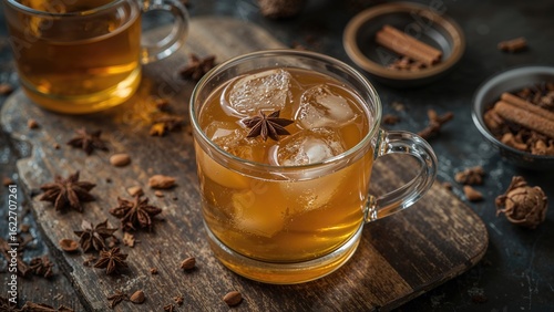 A classic hot toddy recipe combining tea, whiskey, hot water, and sweetener, traditionally used to alleviate cold and flu symptoms.