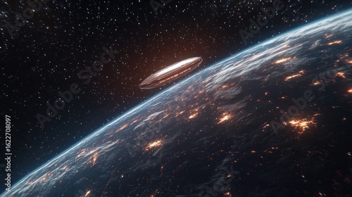 UFO hovers near Earth's horizon