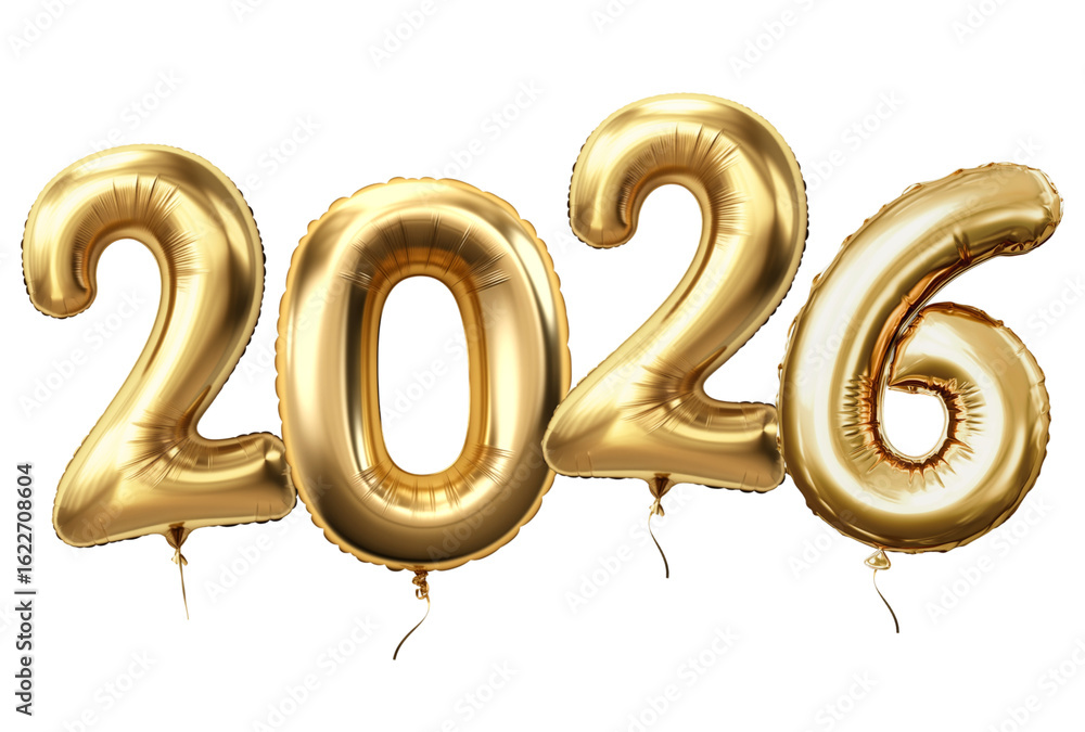 Fototapeta premium 2026 golden foil balloons. Happy New Year concept.