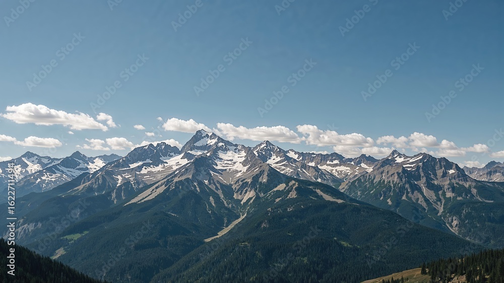 Sunlit rocky mountains with a vivid blue sky Sunlit rocky mountains with a vivid blue sky