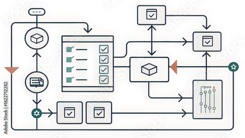 Simplified circuit-style workflow map, showing logic-based paths and data routing.