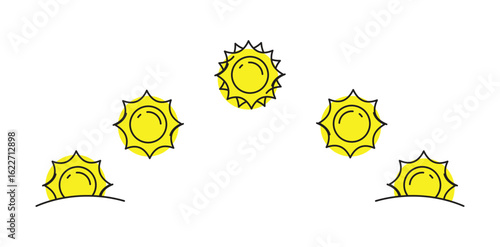 Daytime cycle icon sun position movement path