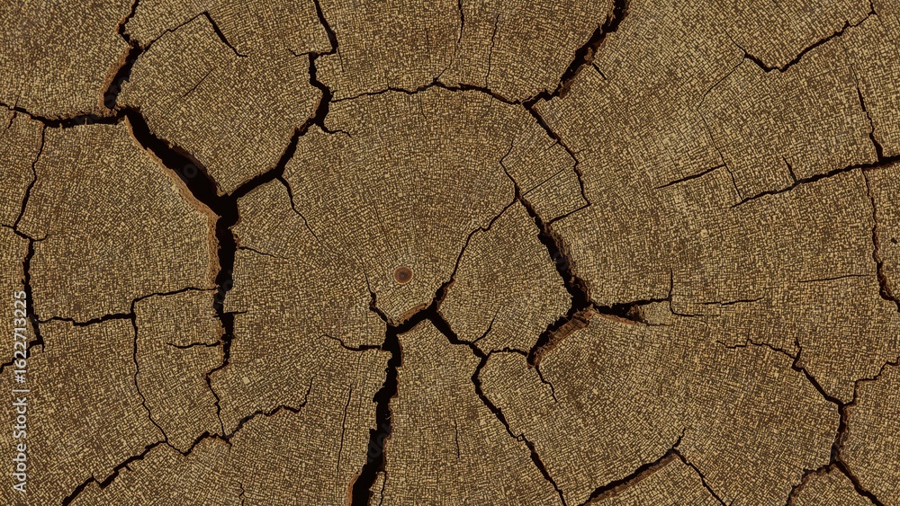Fototapeta premium Detailed view of natural wood texture featuring fine grains and minor cracks