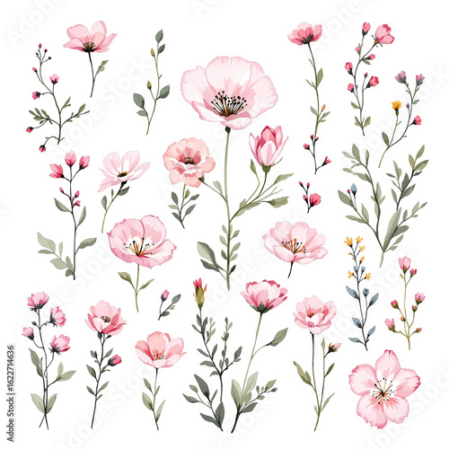 Wallpaper Mural Bouquet of flowers, Set of floral elements, Set vector illustration of a flower
 Torontodigital.ca