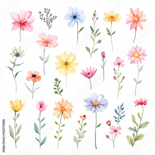 Wallpaper Mural Bouquet of flowers, Set of floral elements, Set vector illustration of a flower
 Torontodigital.ca