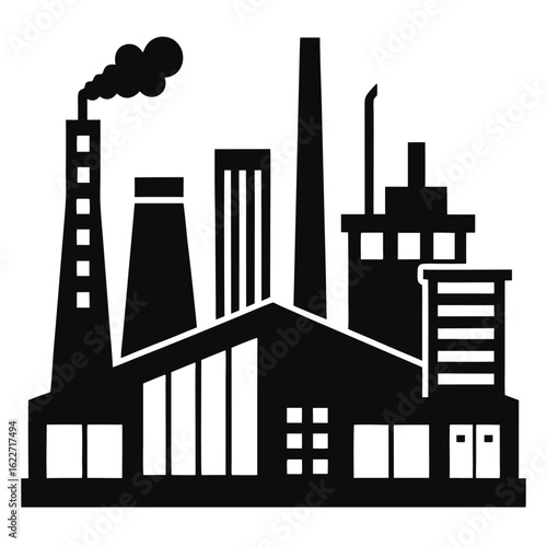 factory black and white silhouette