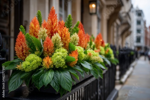 Wallpaper Mural Brightly colored flower arrangements on a city street in spring Torontodigital.ca