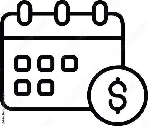 Calendar and Dollar Icon: A clean and clear icon design, representing the concept of finances, scheduling, and financial planning.