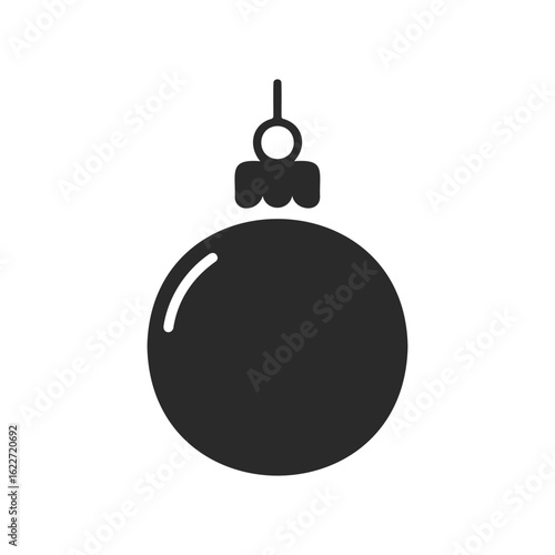 Simple black christmas ornament icon isolated on white background