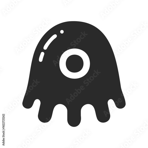 Cute black and white jellyfish illustration with simplistic design