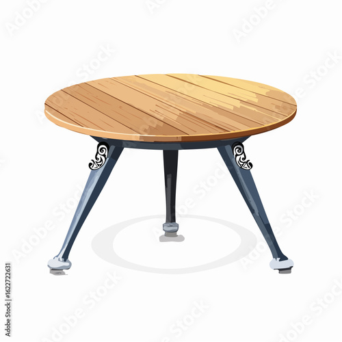  Runde Holz-Couchtisch mit filigranen Beinen