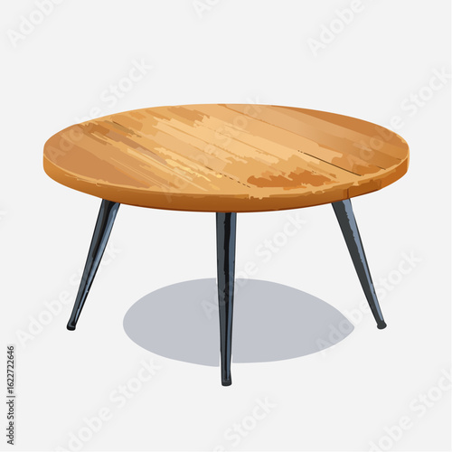  Runde Holz-Couchtisch mit filigranen Beinen