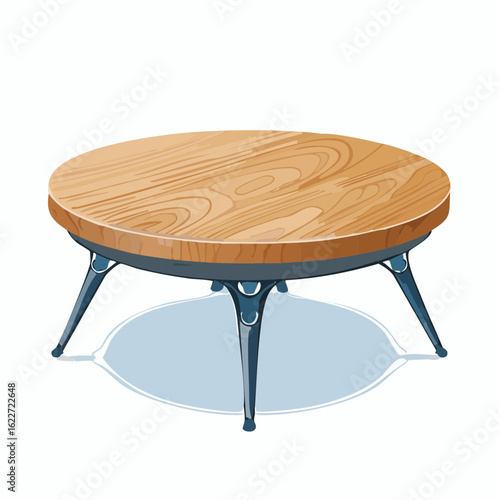  Runde Holz-Couchtisch mit filigranen Beinen