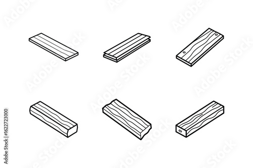 wood plank icon line art vector illustration