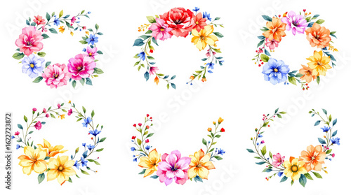 Wallpaper Mural Set of colorful floral elements, Set of watercolor flowers Torontodigital.ca